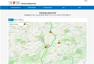 Die neue Webseite der Landesverkehrsmeldezentrale./Foto LPA