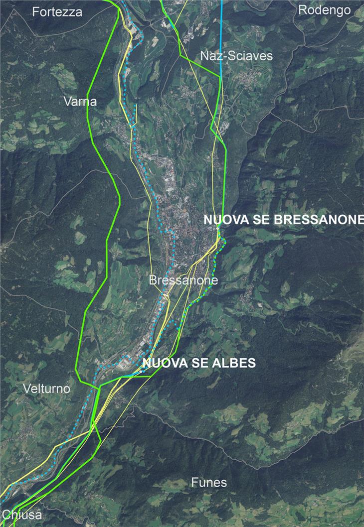 Meilenstein der Südtiroler Stromversorgung: Die Reorganisation des Hochspannungsnetzes im Eisacktal (im Bild rund um Brixen) (Foto: Terna S.p.a.)