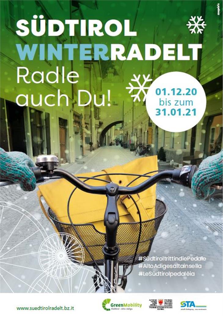 Am 1. Dezember startet die Aktion "Südtirol winterradelt" Alle, die auch bei tiefen Temperaturen Rad fahren, können Preise gewinnen.