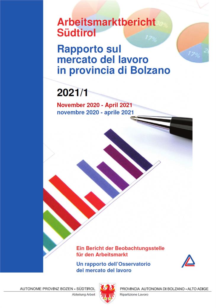 Das Titelbild des jüngsten Arbeitsmarktberichts, den LR Achammer und Abteilungsdirektor Luther am 10. Juni vorstellen.