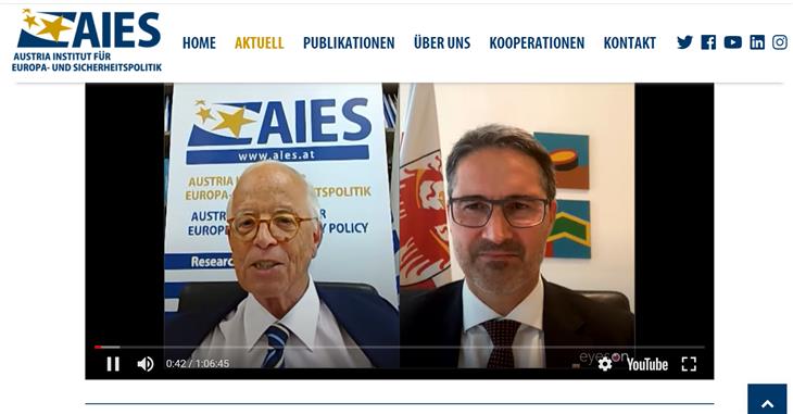 Landeshauptmann Kompatscher war heute Gastredner beim AIES-Talk zum Thema "Neustart Italiens unter Ministerpräsident Draghi"