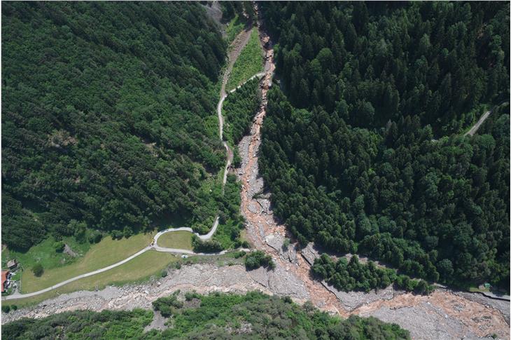 Der Tanzbach nach den heftigen Regengüssen am Freitag, 18. Juni (Foto: Agentur für Bevölkerungsschutz/Luca Messina)