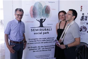 Paolo Spolaore (Semirurali Social Park), Barbara Brugnara (Cooperativa19) e il vice presidente della Provincia Christian Tommasini (Foto USP/sf)