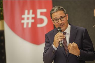 Il presidente Arno Kompatscher durante l'evento di fine legislatura Foto Usp Verant