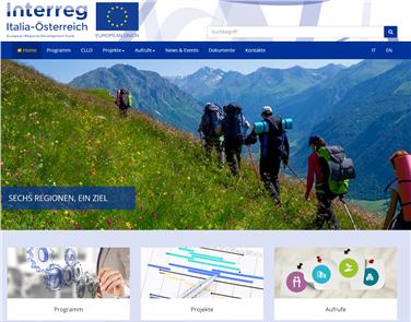 L'homepage del programma Interreg Italia-Austria www.interreg.net