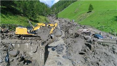 Dopo il maltempo del 4 agosto 2017 si registrarono gravi danni in val Senales. Via ai lavori di sistemazione. Foto: USP/Ufficio bacini montani ovest