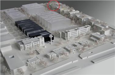 L'area del NOI Techpark che verrà messa a bando e destinata a un'azienda privata. Foto: USP/Chapman-Taylor