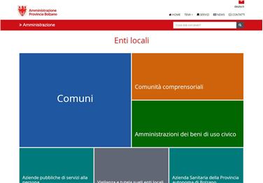 La homepage del nuovo portale web sugli enti locali