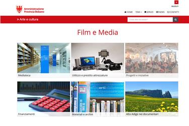La homepage del nuovo portale web dedicato a film e media