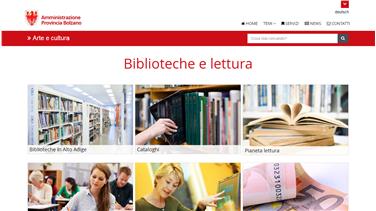 La homepage del nuovo portale web dedicato a biblioteche e lettura