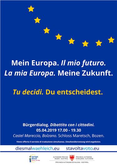 Incontro pubblico sulle elezioni europee il 5 aprile a Castel Mareccio