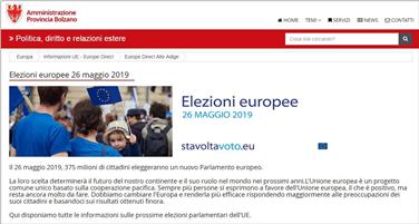 La homepage del portale sulle elezioni europee