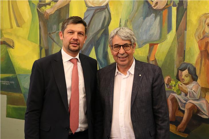 L'assessore provinciale Alfreider e il presidente di Assoimprenditori Giudiceandrea. Foto: USP/Ingo Dejaco