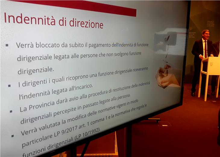 Indennità di funzione dei dirigenti provinciali, gli interventi della Giunta (Foto USP/mb)