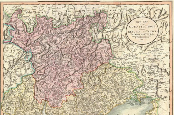 La cartina del Tirolo storico