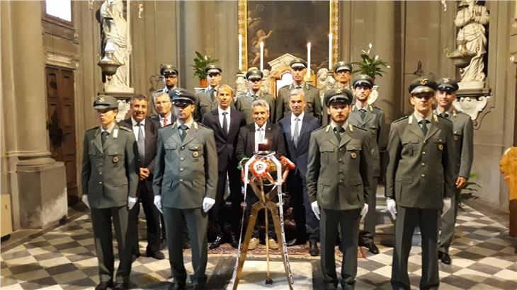 Schuler, Unterweger, Broll e Spagnolli a Vallombrosa per le celebrazioni del patrono dei forestali (Foto USP)