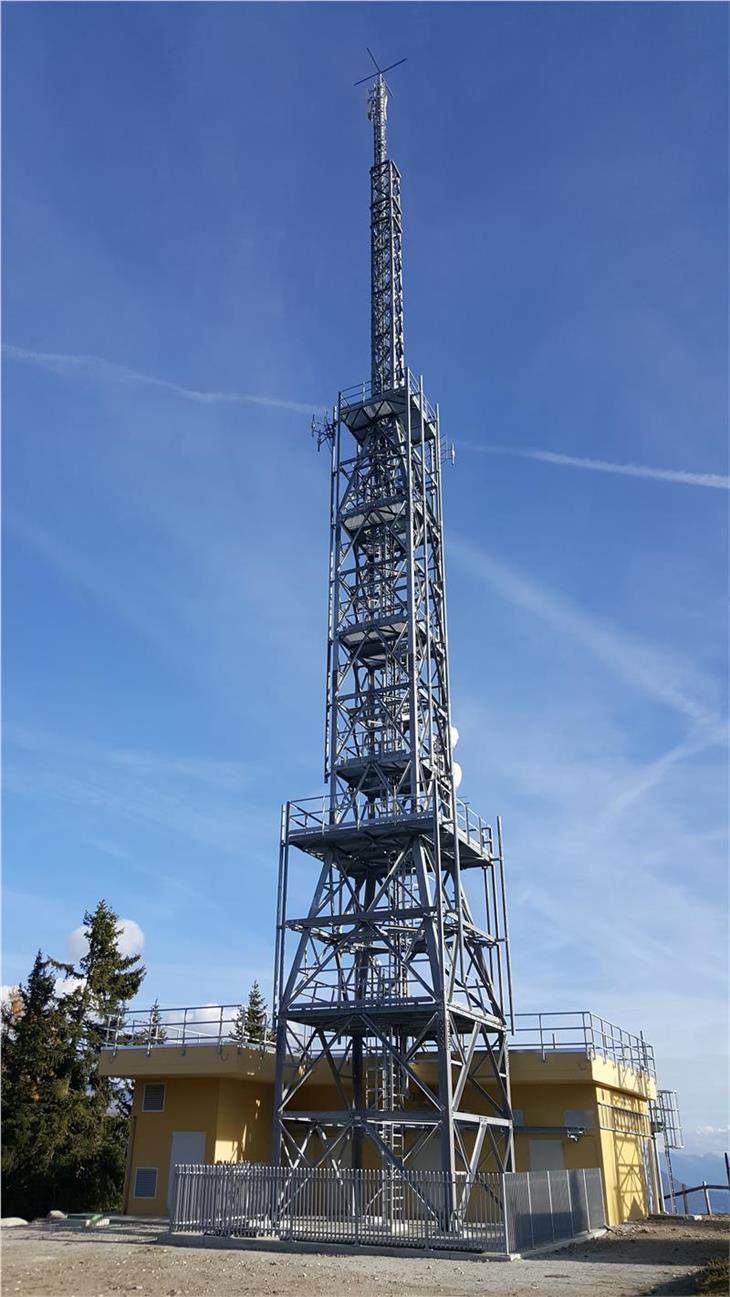 L'impianto di trasmissione della RAS attivato nel 2018 a Monte Cavallo (Foto ASP)
