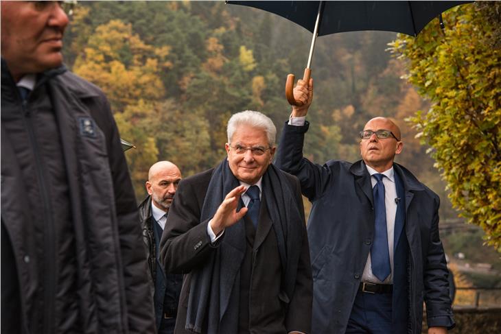 Il presidente Sergio Mattarella al suo arrivo a Castel Tirolo (Foto: ASP/Daldoss)