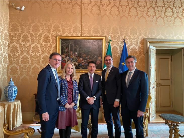 Incontro a Palazzo Chigi sull'autonomia: Boccia, Unterberger, Conte, Kompatscher e Widmann