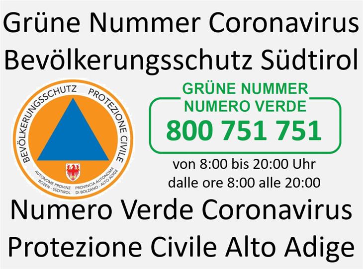 800751751: attivo in Alto Adige il numero verde Covid-19