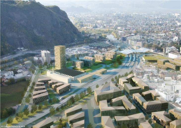 Come sarà l'areale ferroviario di Bolzano dopo l'intervento di riqualificazione urbanistica. (Foto: ASP/Podrecca&ABDR)