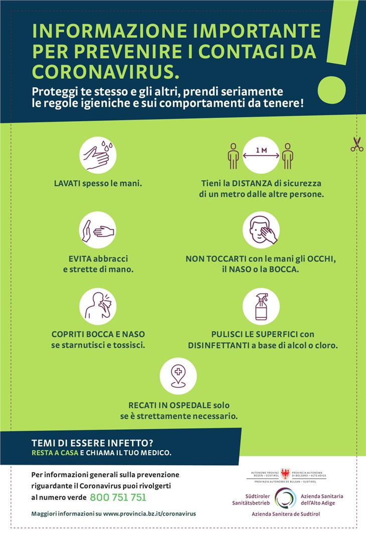 Alcuni dei comportamenti da tenere per contrastare la diffusione del Coronavirus