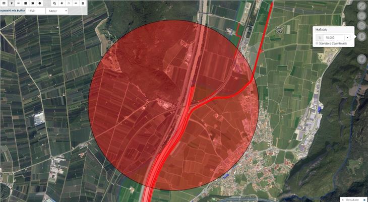 La zona rossa interessata dallo sgombero per il disinnesco dell'ordigno bellico il 31 maggio (Fonte: Agenzia protezione Civile)