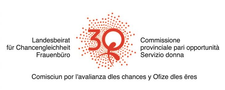 La Commissione provinciale pari opportunità festeggia nel 2020 il suo 30ismo anniversario. (grafica: Servizio Donne)