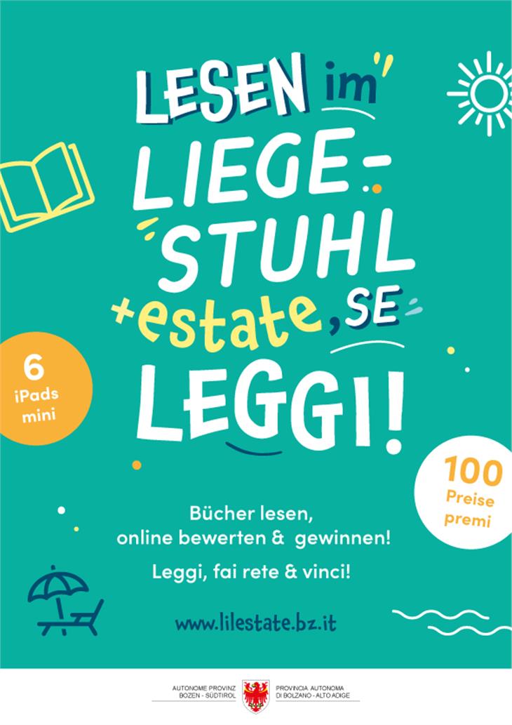 Il logo dell'iniziativa "Lesen im Liegestuhl + estate, se leggi"