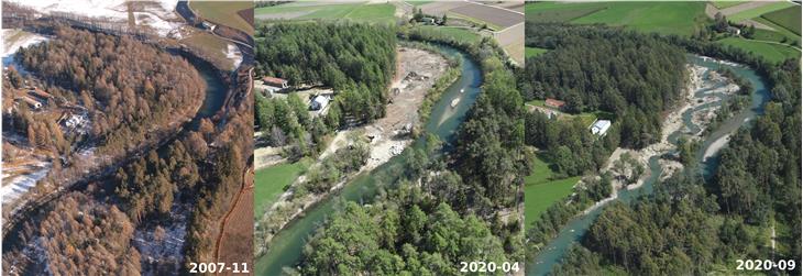 Con interventi di vario tipo i meandri del fiume Aurino a Stegona sono stati riqualificati grazie a progetto dell'Ufficio sistemazione bacini montani est. (Foto: Agenzia protezione civile)