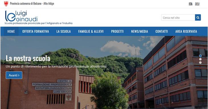 L'home page del sito web delle scuole Einaudi.