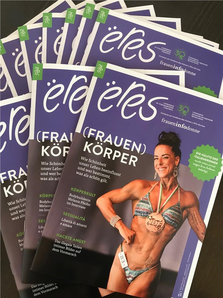 La rivista tematica sulle pari opportunità "ëres - FrauenInfodonne" è uscita con il nuovo numero. Nella foto, la copertina.