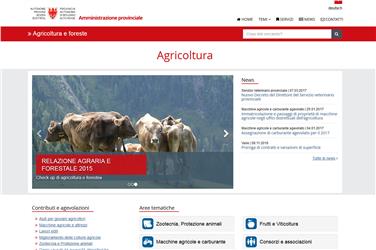 La homepage del nuovo portale provinciale sull'agricoltura