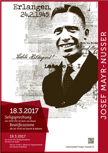 Il manifesto per la beatificazione di Josef Mayr-Nusser (Foto Diocesi Bolzano-Bressanone)
