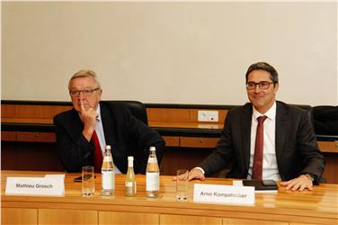 Il presidente Kompatscher e il coordinatore del corridoio TEN Oriente-Mediterrano orientale, Mathieu Grosch (Foto USP/mb)