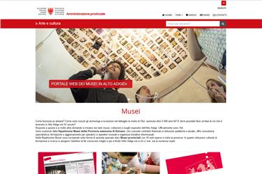 La homepage del portale tematico sui musei provinciali
