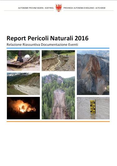 La copertina di Report pericoli naturali 2016