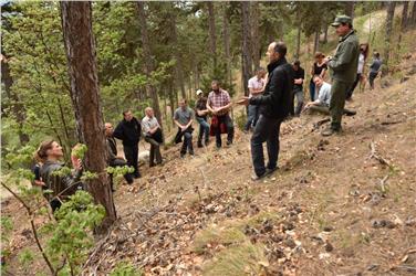 Escursione nel bosco nel quadro del progetto Arge Alp per armonizzare la tutela di bosco e fauna selvatica. Foto: Georg Pircher