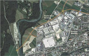 Panoramica del nuovo tracciato dell'anello nord di Brunico