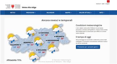 La nuova homepage del servizio meteo provinciale