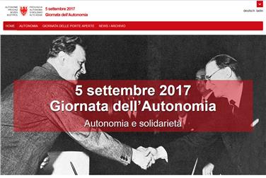 La homepage del portale dedicato alla giornata dell'autonomia e alla giornata delle porte aperte