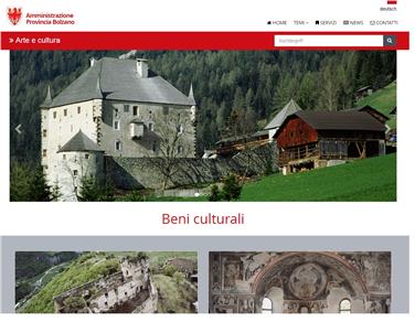 La homepage del nuovo portale web dedicato ai beni culturali