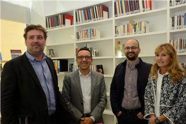 Da sinistra, Walter Zambaldi, direttore del Tsb, l'assessore Christian Tommasini,  il capo ripartizione Claudio Andolfo e la direttrice Valeria Trevisan Foto Usp/Diquirico