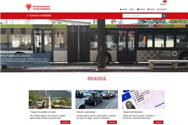 La homepage del nuovo portale web dedicato alla mobilità