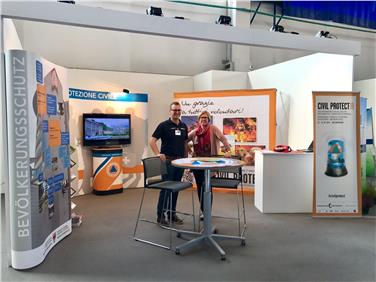 Lo stand dell'Agenzia al Salone dell'emergenza a Montichiari. Foto Agenzia protezione civile