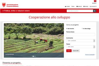 La homepage del nuovo portale web sulla cooperazione allo sviluppo