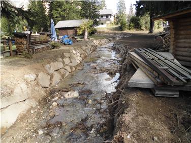 I lavori sul rio Nova Levante nella zona del Grand Hotel. Foto: Ufficio sistemazione bacini montani sud