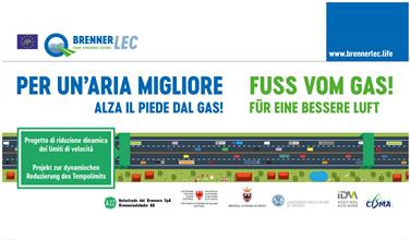 Fino a Natale la campagna “Per un’aria migliore, alza il piede dal gas!” dell'APPA sensibilizza gli automobilisti a ridurre la velocità isulla A22 per contribuire al contenimento dell’inquinamento atmosferico (Foto: BrennerLE