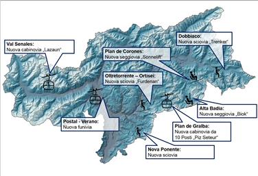 La mappa dei nuovi impianti di risalita (USP/R.Clara)