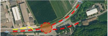 Làrea in cui è stata pianificata la realizzazione di una rotatoria a Salorno Foto Usp